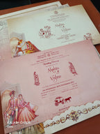 KLB630 Raja Rani Theme Padding Hardboard Thick Wedding Card (2 Thick Page)-Kalash Cards