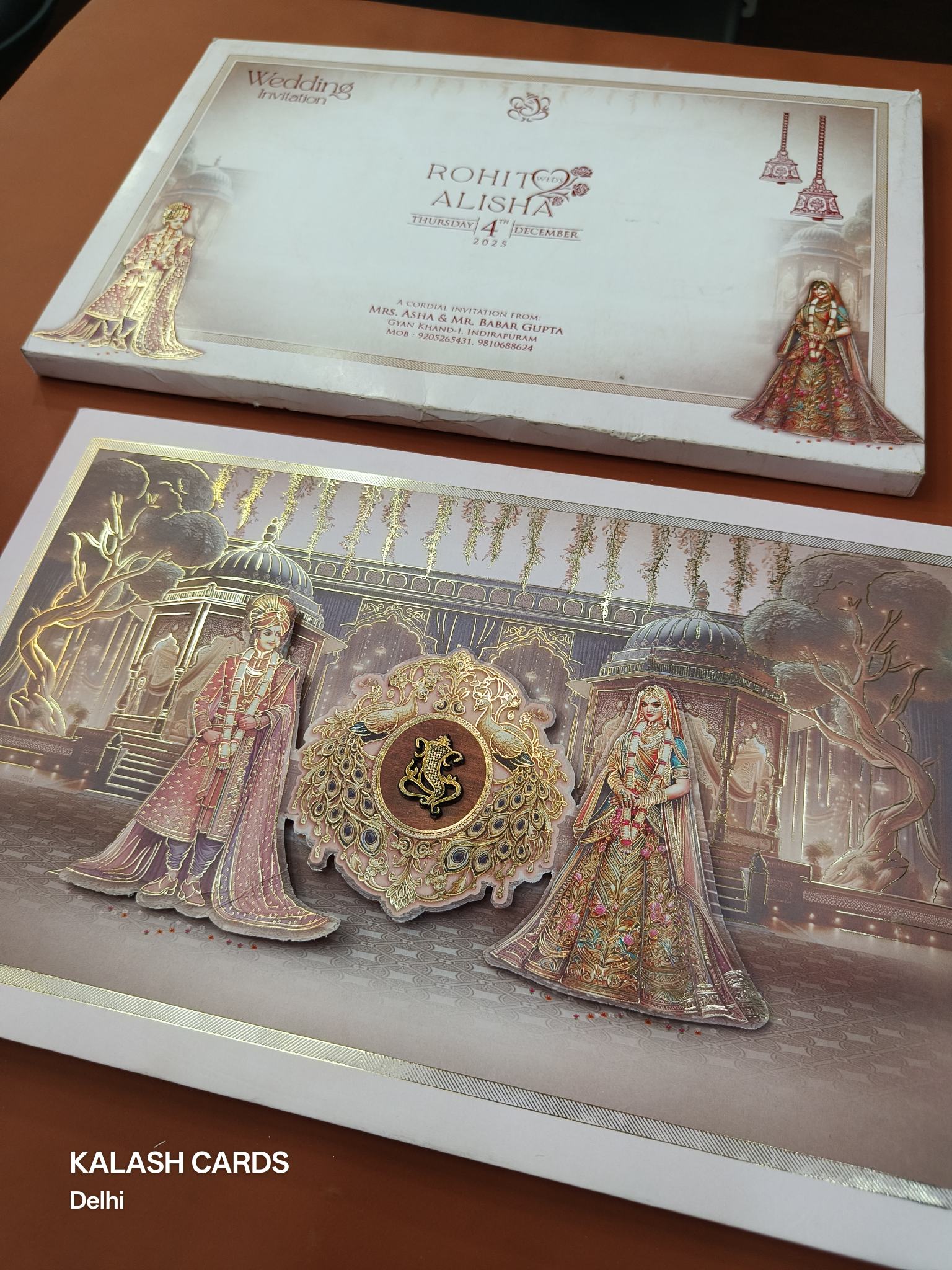 KLB631 Royal Raja Rani Design Padding Hardboard Thick Wedding Card (2 Thick Page)-Kalash Cards