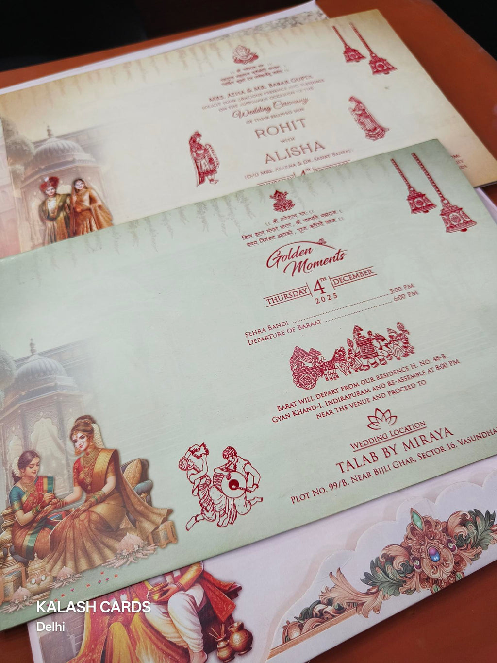 KLB631 Royal Raja Rani Design Padding Hardboard Thick Wedding Card (2 Thick Page)-Kalash Cards