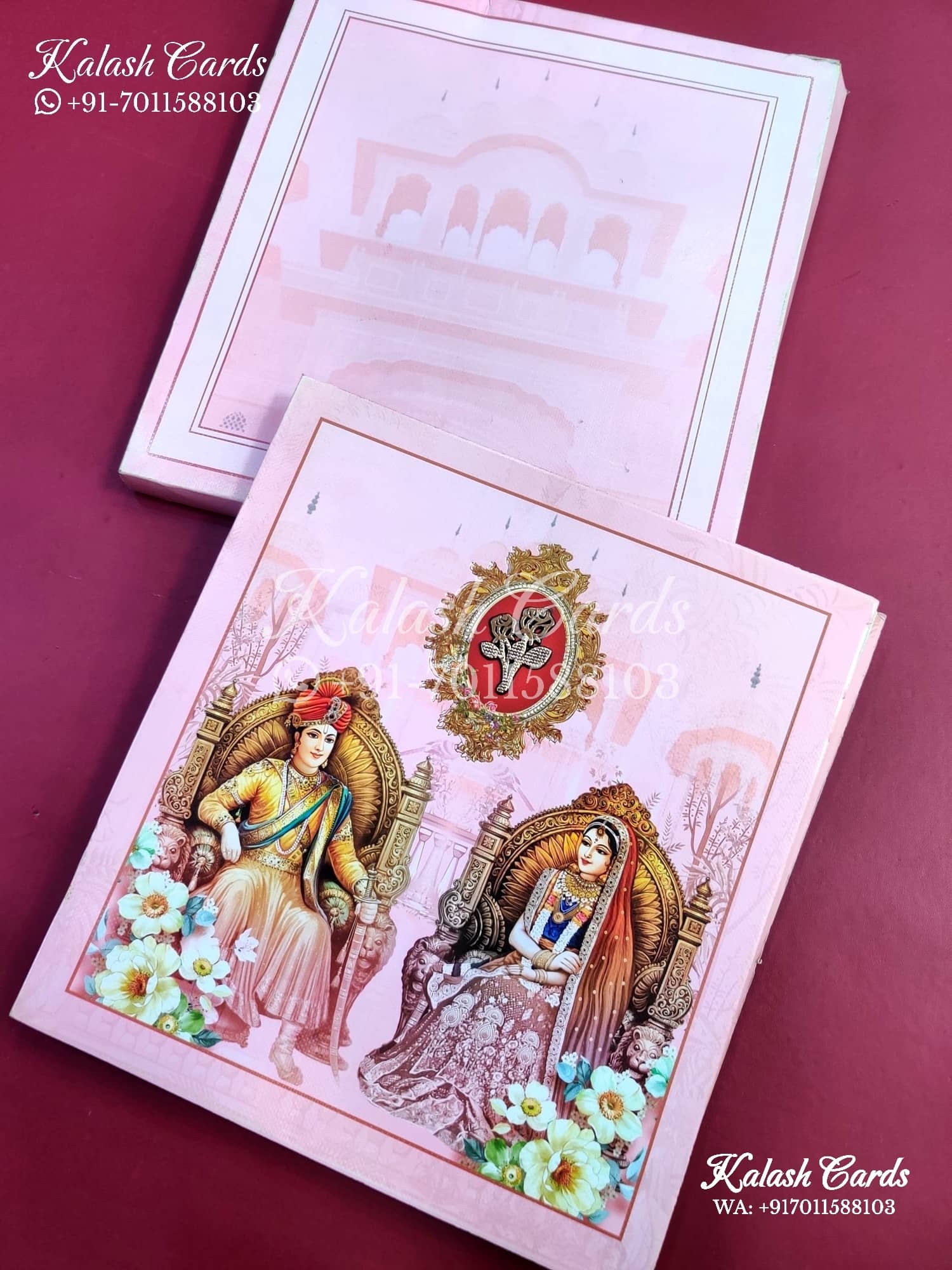 KLB639 Dulha Dulhan Theme Semi Box Wedding Card (2 Page)-Kalash Cards
