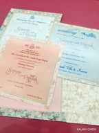 KLB645 Floral Design Semi Box Paper Wedding Card - Kalash Cards