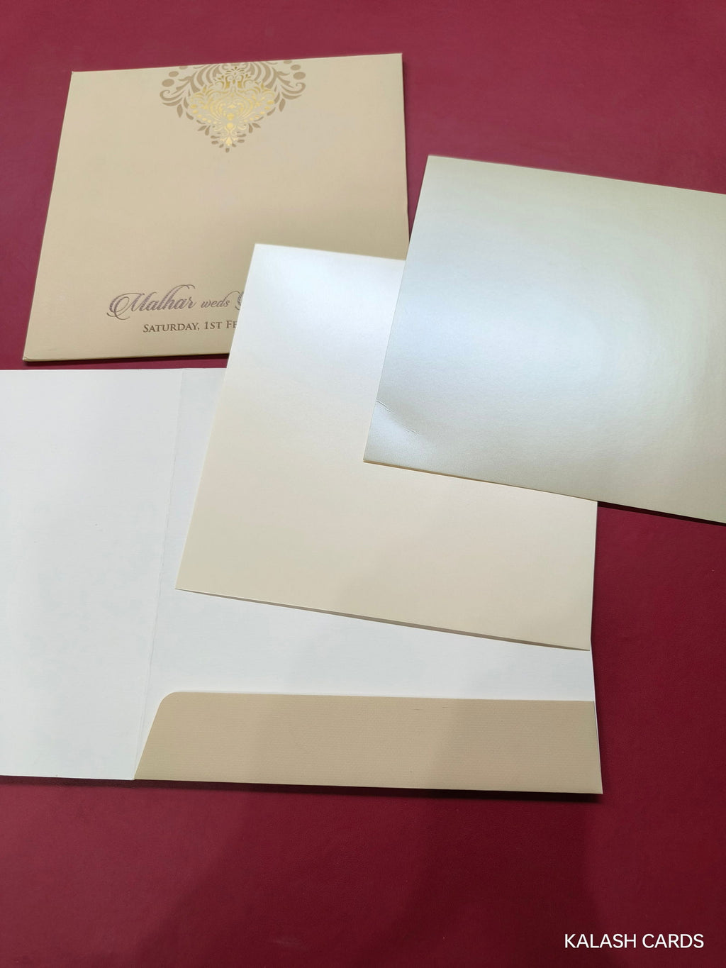 KLB650 Traditional Indian Design Paper Wedding Card - Kalash Cards