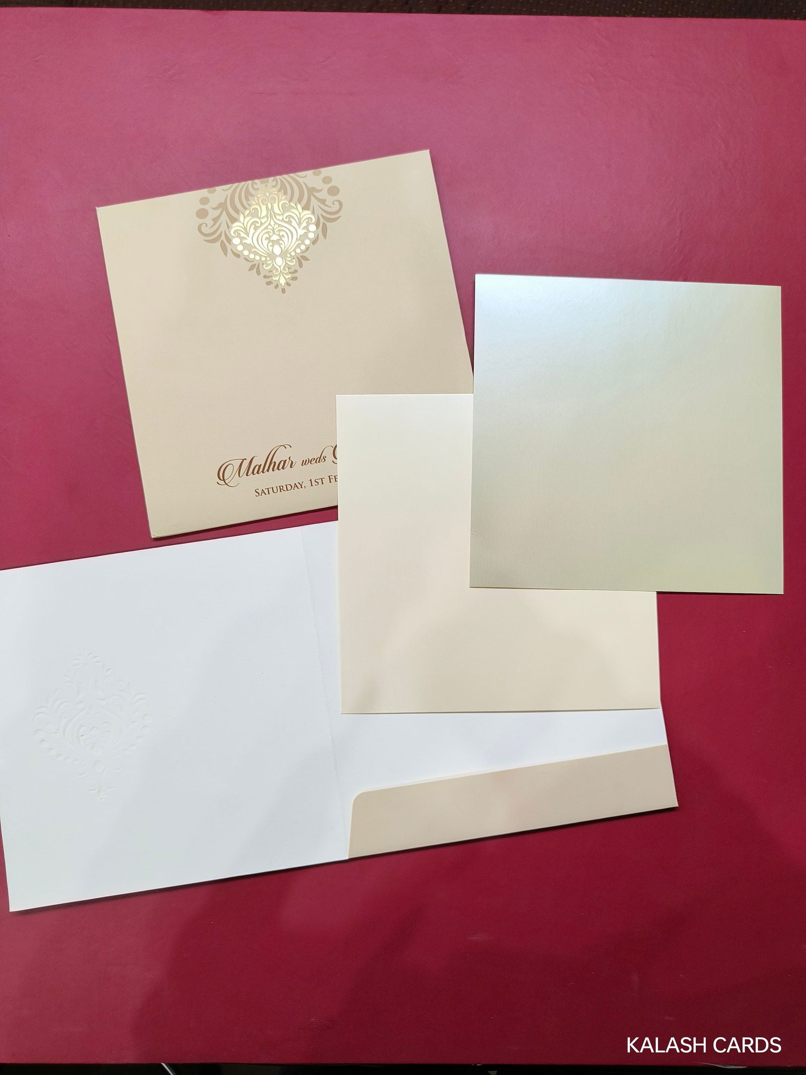 KLB650 Traditional Indian Design Paper Wedding Card - Kalash Cards