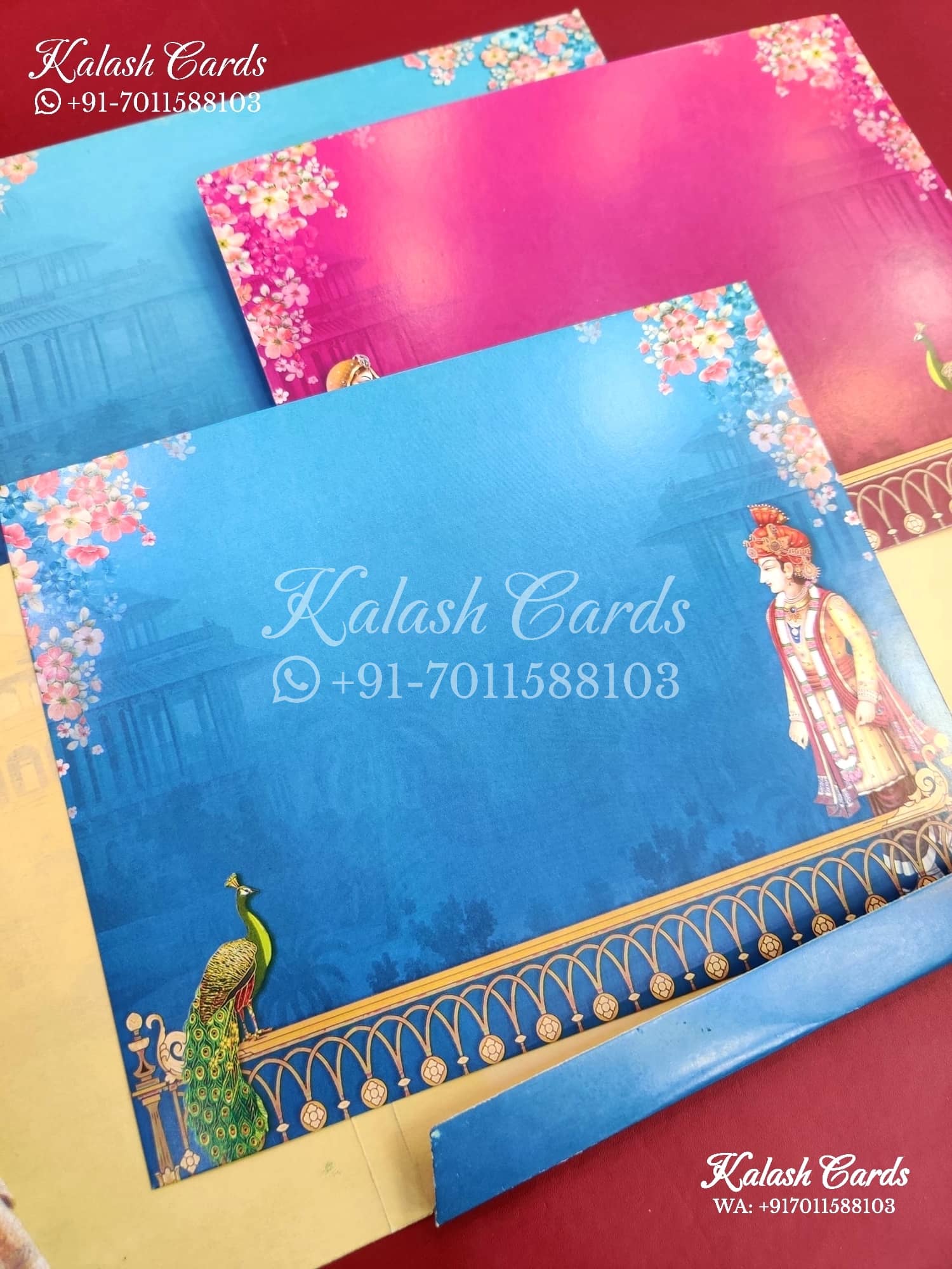 KLB652 Dulha Dulhan Theme Door Style Semi Box Wedding Card (2 Pages)-Kalash Cards
