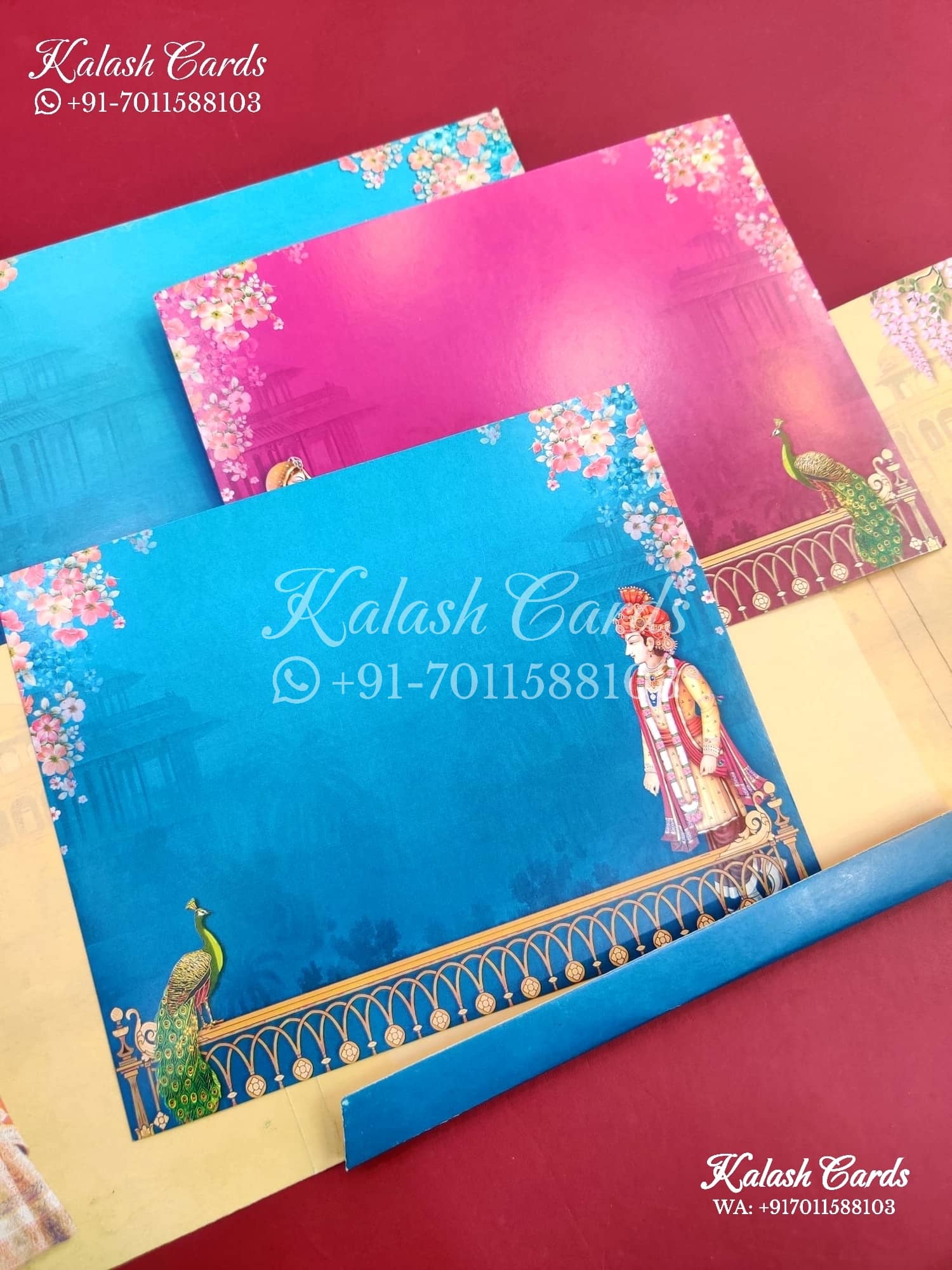 KLB652 Dulha Dulhan Theme Door Style Semi Box Wedding Card (2 Pages)-Kalash Cards