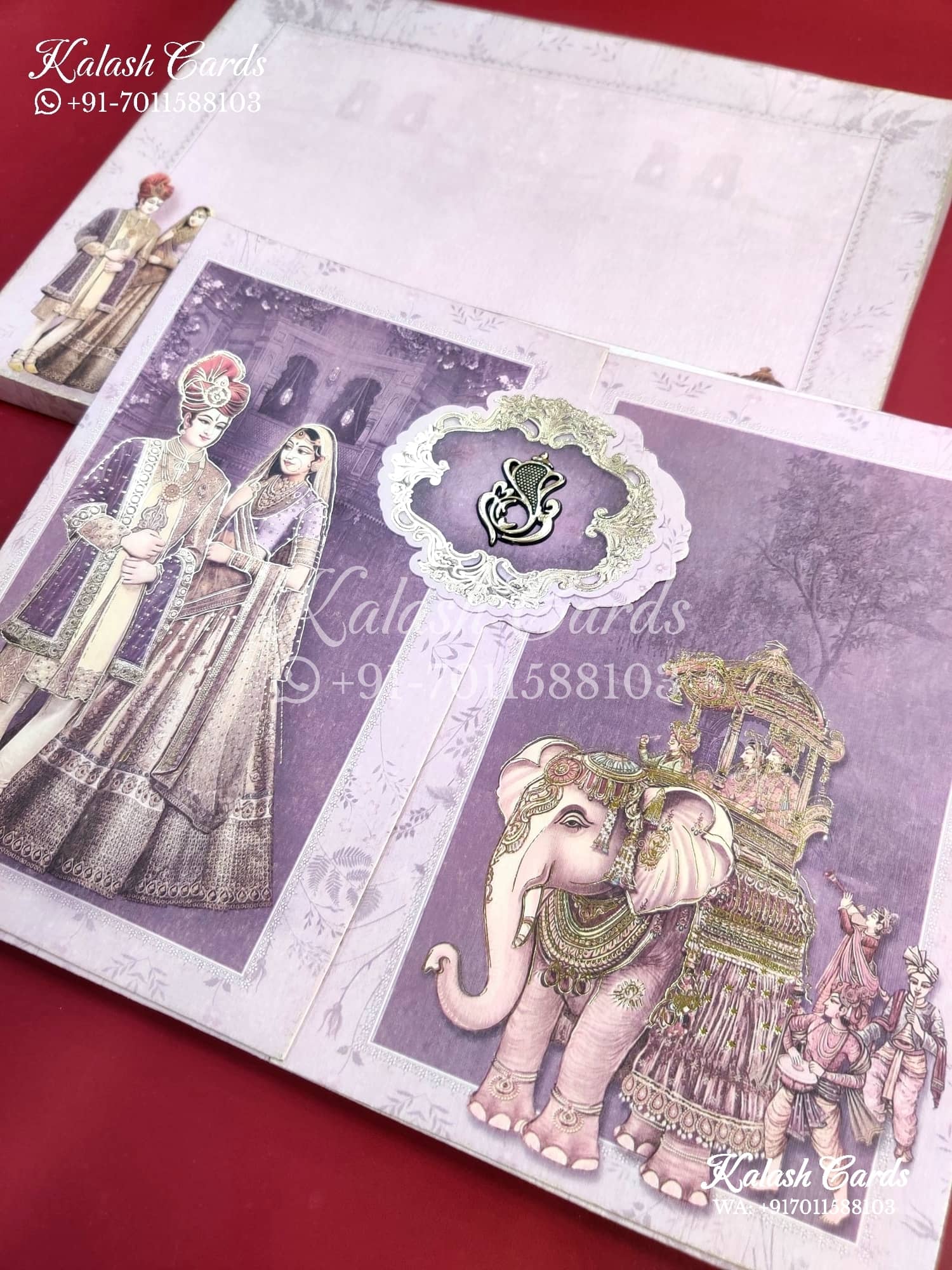 KLB656 Royal Theme Doors Style Semi Box Wedding Card (2 Pages)-Kalash Cards