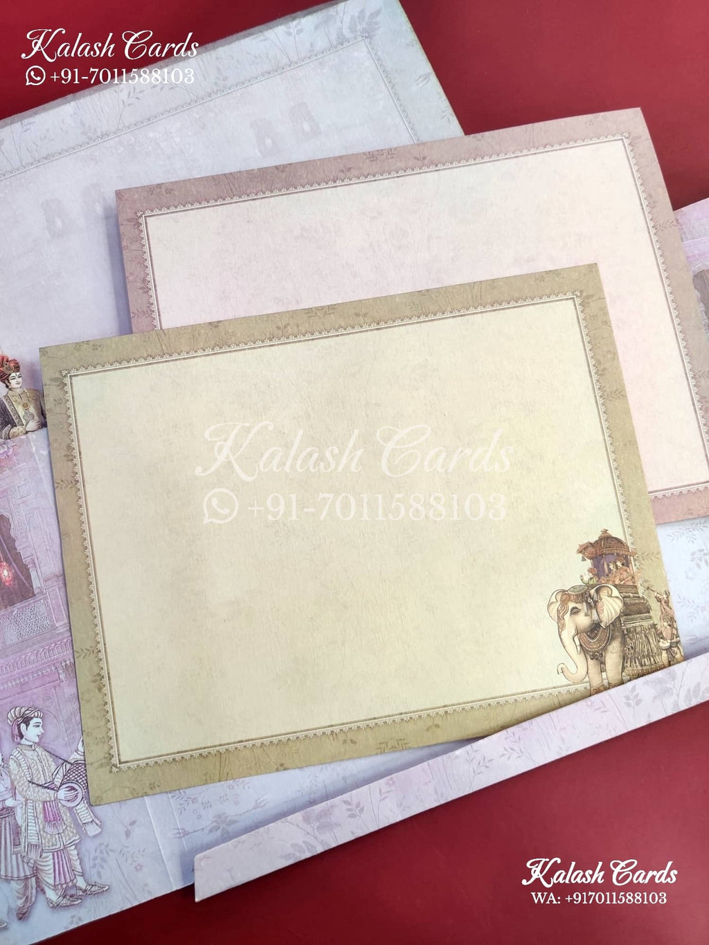 KLB656 Royal Theme Doors Style Semi Box Wedding Card (2 Pages)-Kalash Cards