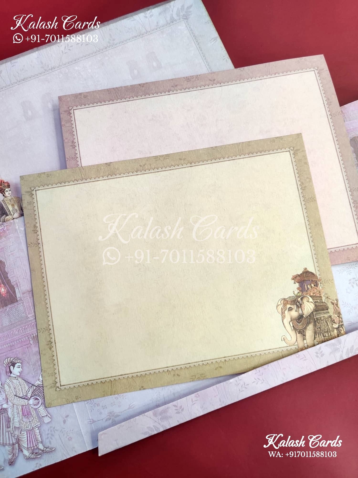KLB656 Royal Theme Doors Style Semi Box Wedding Card (2 Pages)-Kalash Cards