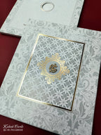 KLB663 Floral Traditional Design Grey Color Semi Box Wedding Card (2 Page)