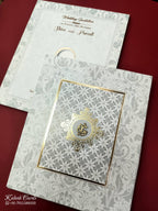 KLB663 Floral Traditional Design Grey Color Semi Box Wedding Card (2 Page)