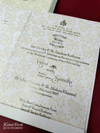 KLB668 Floral Design Green Color Embossed Semi Box Wedding Card (2 Page)