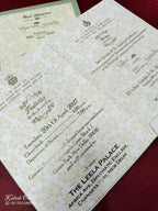 KLB668 Floral Design Green Color Embossed Semi Box Wedding Card (2 Page)