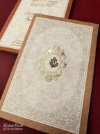 KLB671 Floral Design Brown Color Semi Box Wedding Card (2 Page)