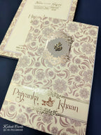 KLB674 Floral Design Yellow Color Semi Box Wedding Card (2 Page)