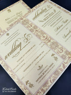 KLB674 Floral Design Yellow Color Semi Box Wedding Card (2 Page)
