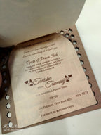 KLB675 Royal Fort Design Brown Color MDF Thick Wedding Card (2 Page & 1 Couple Name Acrylic)