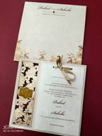 KLB680 Floral Design Creme Color Laser Cut MDF Thick Wedding Card (2 Page)