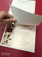 KLB680 Floral Design Creme Color Laser Cut MDF Thick Wedding Card (2 Page)