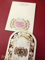 KLB685 Floral Design Creme Color Laser Cut MDF Thick Wedding Card (2 Page & Couple Initial Acrylic)