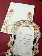 KLB686 Floral Design Grey Color Laser Cut MDF Thick Wedding Card (2 Page & Couple Name Acrylic)