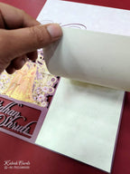KLB691 Dulha Dulhan Design Purple Color Couple Name Laser Cut MDF Thick Wedding Card (2 Page)