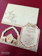 KLB696 Elephant Design Brown Color Laser Cut MDF Thick Wedding Card (2 Page)