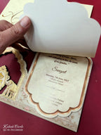 KLB696 Elephant Design Brown Color Laser Cut MDF Thick Wedding Card (2 Page)