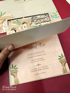 KLB697 Peacock Elephant Design Brown Color Couple Name Laser Cut MDF Thick Wedding Card (2 Page)
