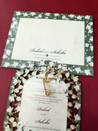 KLB700 Floral Design Green Color Laser Cut MDF Thick Wedding Card (2 Page)