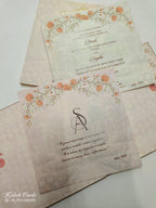 KLB701 Royal Fort Design Creme Brown Color Laser Cut Hardboard Padding Thick Wedding Card (2 Page & Couple Name Acrylic)