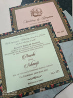 KLB702 Floral Design Grey Color Hardboard Padding Thick Wedding Card (2 Page & Couple Name Acrylic)