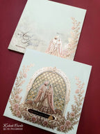 KLB708 Dulha Dulhan Design Laser Cut Hardboard Padding Thick Wedding Card (2 Page & Couple Name Acrylic)