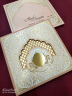 KLB709 Floral Traditional Design White Pink Color Laser Cut Hardboard Padding Thick Wedding Card (2 Page & Couple Name Acrylic)