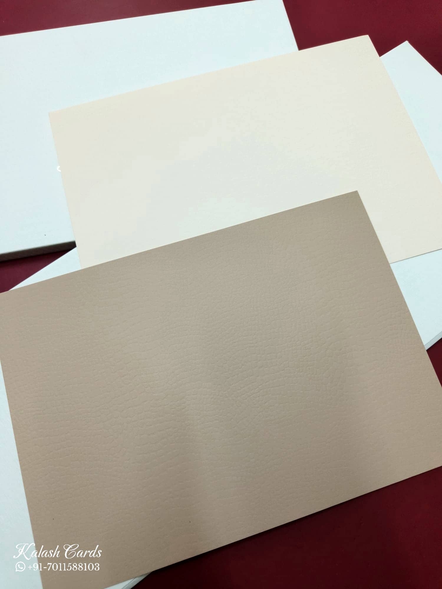 KLB712 White Golden Color Leatherette Hardboard Padding Thick Wedding Card (2 Page)