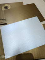 KLB721 Traditional Design Golden Color Double Door Style Hardboard Padding Thick Wedding Card (2 Page & Couple Initial Acrylic)