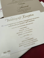 KLB722 White Color Laser Cut Leatherette Hardboard Padding Thick Wedding Card (2 Page)