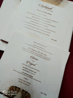 KLB727 Elephant Design Creme Color Hardboard Padding Thick Wedding Card (2 Page & Couple Name Acrylic)