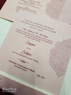 KLB732 Elephant Design Pink Color Double Door Style Semi Box Wedding Card (2 Page & Couple Name Acrylic)