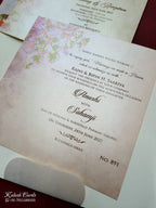 KLB733 Ghodi Design Pink Color Double Door Style Semi Box Wedding Card (2 Page & Couple Initial Acrylic)