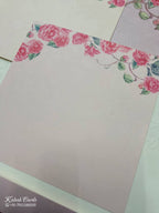 KLB735 Rose Floral Design Brown Color Double Door Style Semi Box Wedding Card (2 Page & Couple Initial Acrylic)