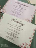 KLB739 Lotus Floral Design Green Color Double Door Style Semi Box Wedding Card (2 Page & Couple Name Acrylic)