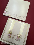 KLB748 Rose Floral Design Creme Color Embossed Semi Box Wedding Card (2 Page)