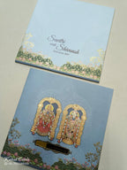 KLB752 Ram Sita Blue Color Semi Box Wedding Card (2 Page & Couple Name Acrylic)