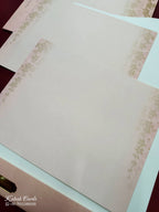 KLB753 Floral Design Creme Color Semi Box Wedding Card (2 Page & Couple Name Acrylic)