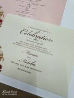 KLB755 Royal Fort Lotus Design Brown Color Embossed Semi Box Wedding Card (2 Page & Couple Name Acrylic)