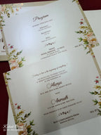 KLB762 Rose Floral Doli Design Creme Color Embossed Semi Box Wedding Card (2 Page & Couple Initial Acrylic)