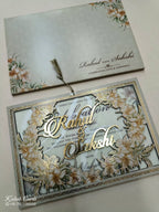 KLB770 Floral Design Grey Color Couple Name Laser Cut Wedding Card (2 Page)