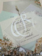 KLB770 Floral Design Grey Color Couple Name Laser Cut Wedding Card (2 Page)