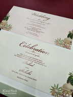 KLB776 Laxmi Narayan Design Green Color Embossed Semi Box Wedding Card (2 Page)