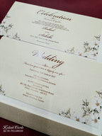 KLB777 Floral Design Creme Color Embossed Semi Box Wedding Card (2 Page)